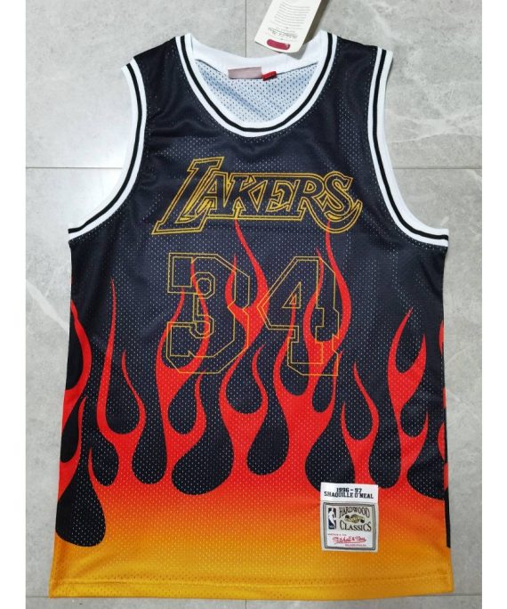 Camiseta Shaquille O'Neal #34 Los Angeles Lakers Flame Edición Clásico