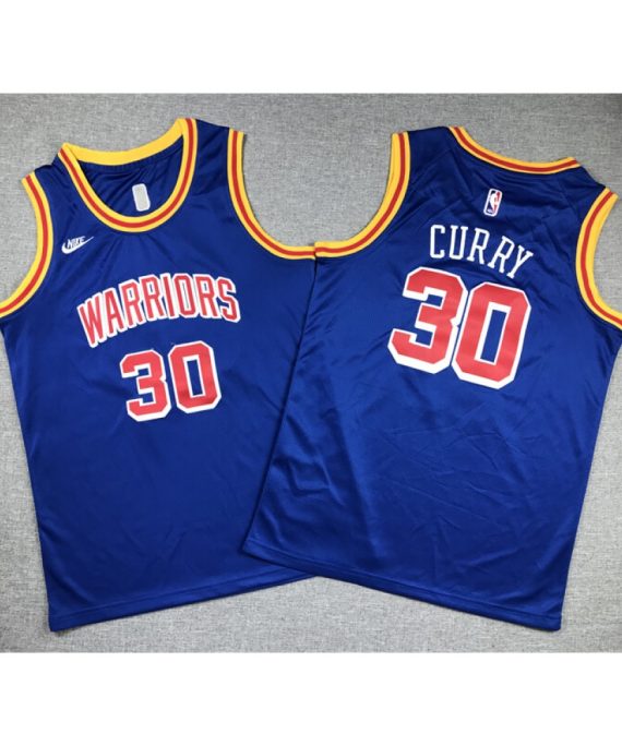 Camiseta Stephen Curry #30 Golden State Warriors 75º Aniversario Azul Niño