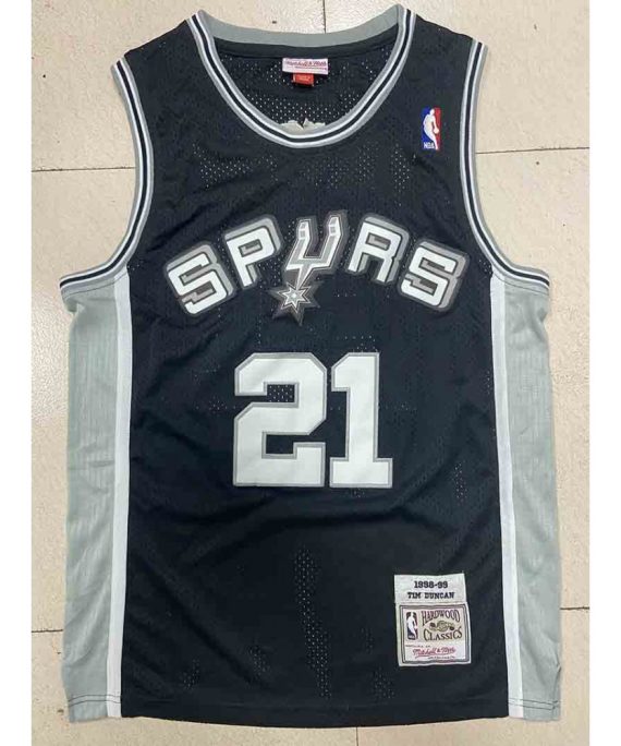 Camiseta Tim Duncan #21 San Antonio Spurs 1998/99 Negro Classic Edition