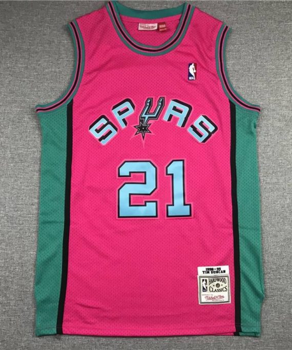 Camiseta Tim Duncan #21 San Antonio Spurs Clásico Edition Rosa