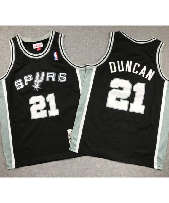 Camiseta Tim Duncan #21 San Antonio Spurs Negro Niño