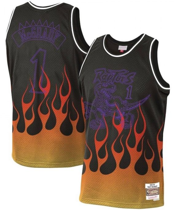 Camiseta Tracy McGrady #1 Toronto Raptors Flame Edición Clásico