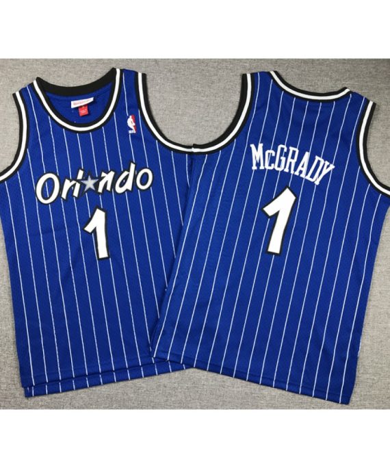 Camiseta Tracy McGrady #1 Toronto Raptors Rayas Blanco/Azul Niño