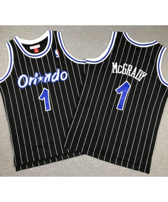 Camiseta Tracy McGrady #1 Toronto Raptors Rayas Blanco/Negro Niño