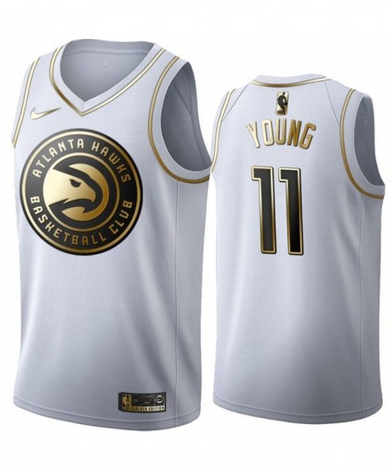 Camiseta Trae Young #11 Atlanta Hawks 19/20 Blanco Gold Edition