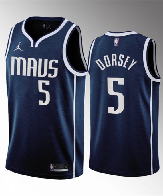 Camiseta Tyler Dorsey #5 Dallas Mavericks 2023 Azul Statement Edition