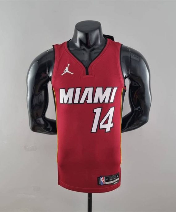 Camiseta Tyler Herro #14 Miami Heat Edicion 75 Aniversario Jordan Burgundy Rojo