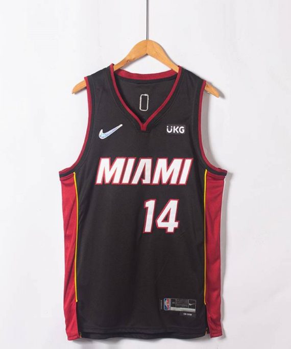 Camiseta Tyler Herro #14 Miami Heat Edicion 75 Aniversario Negro/Rojo