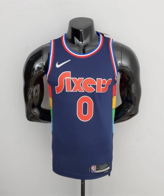 Camiseta Tyrese Maxey #0 Philadelphia 76ers 2022 City Edition Azul