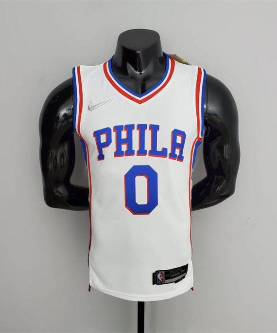 Camiseta Tyrese Maxey #0 Philadelphia 76ers Edición 75 Aniversario Blanco