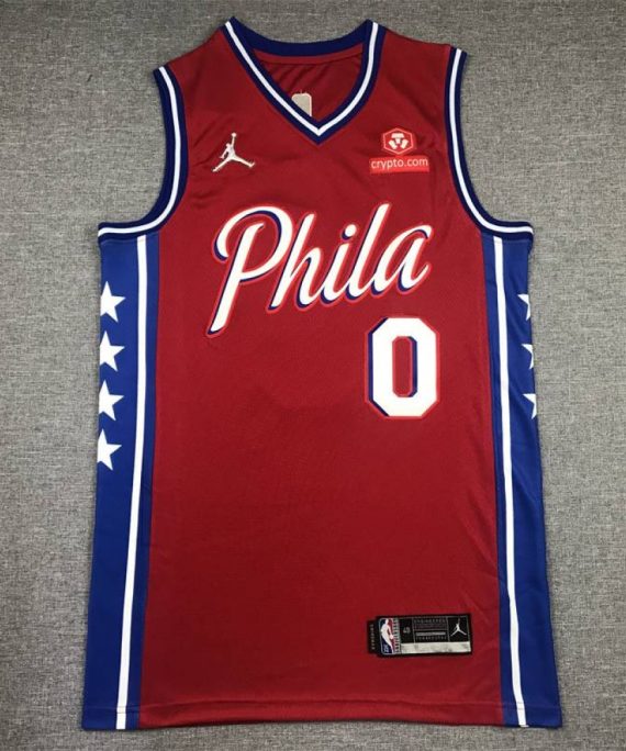 Camiseta Tyrese Maxey #0 Philadelphia 76ers Rojo
