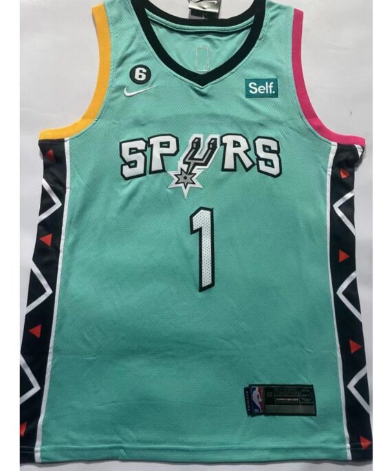 Camiseta Victor Wembanyama #1 San Antonio Spurs 2023 Verde Claro City Edition