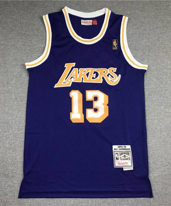 Camiseta Wilt Chamberlain #13 Los Angeles Lakers Icon Clásico Púrpura