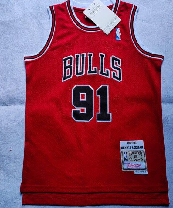 Camiseta Dennis Rodman #91 Chicago Bulls Retro Rojo Niño