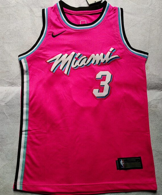 Camiseta Dwyane Wade #3 Miami Heat Rosa Niño