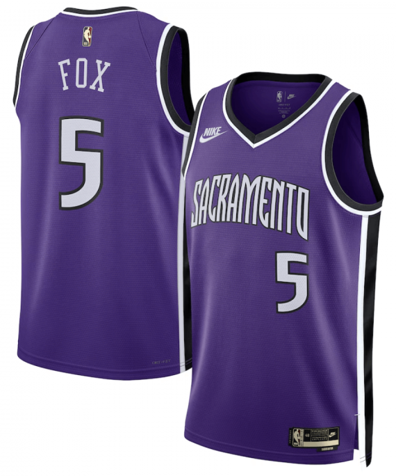 Camiseta De'Aaron Fox Baloncesto #5 Sacramento Kings 2025 Púrpura