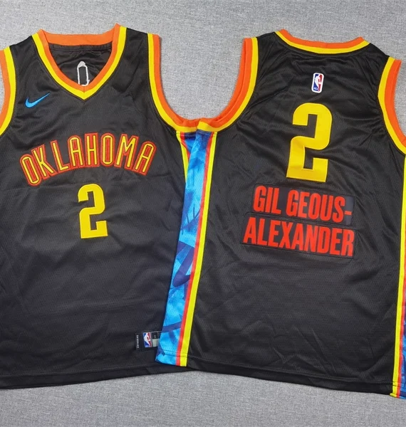 Camiseta Shai Gilgeous-Alexander #2 Oklahoma City Thunder 2025 City Edition Negro Niño