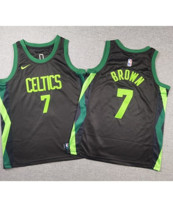Camiseta Jaylen Brown #7 Boston Celtics 2025 Negro City Edition Niño