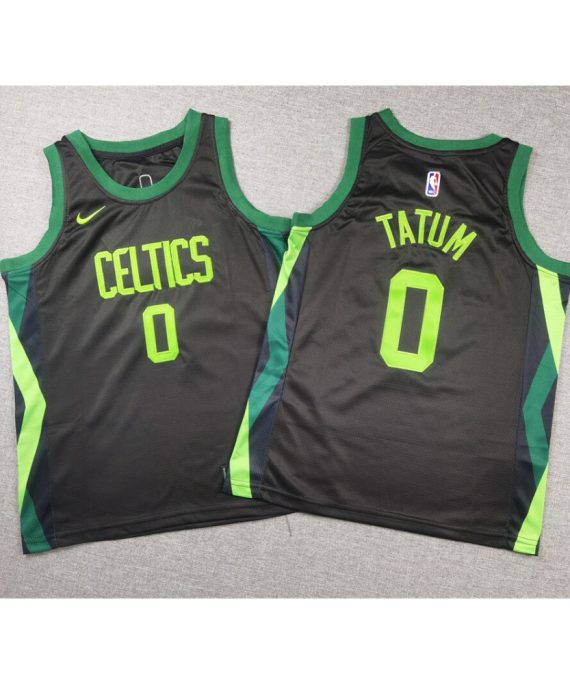 Camiseta Jayson Tatum #0 Boston Celtics 2025 Negro City Edition Niño