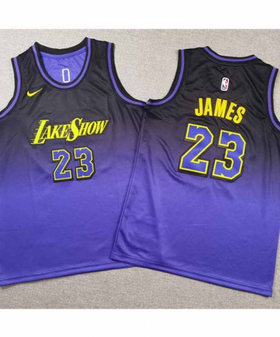 Camiseta LeBron James #23 Los Angeles Lakers 2025 City Edition Púrpura Niño