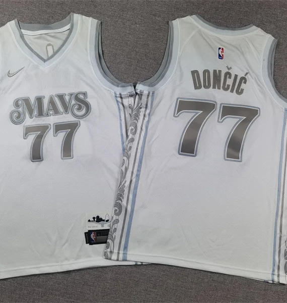 Camiseta Luka Dončić #77 Dallas Mavericks 2025 City Edition Blanco Niño