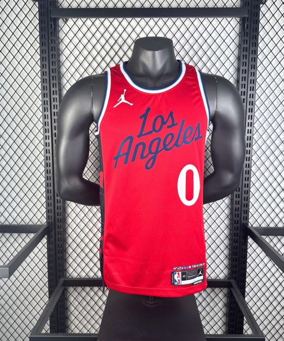 Camiseta Russell Westbrook #0 Los Angeles Clippers 2025 Statement Edition Rojo