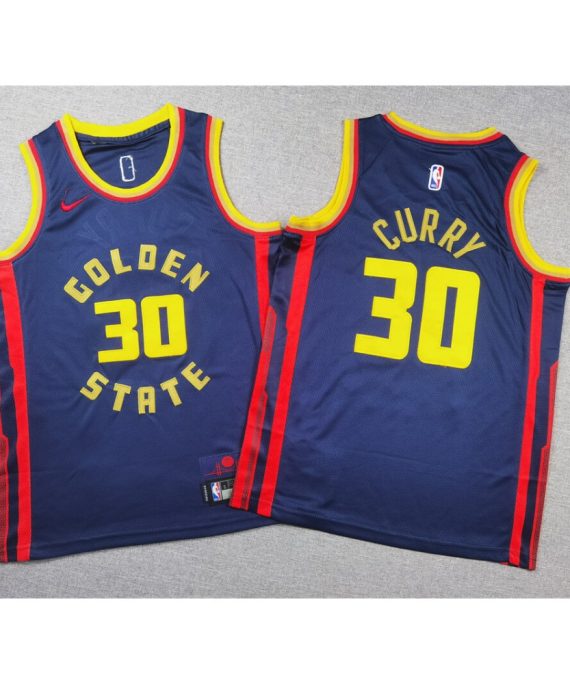 Camiseta Stephen Curry #30 Golden State Warriors 2025 Azul Marino City Edition Niño