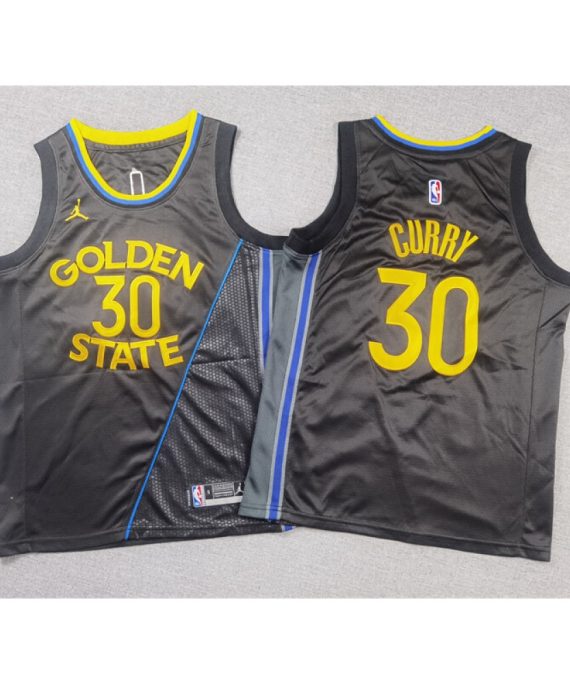 Camiseta Stephen Curry #30 Golden State Warriors 2025 Statement Edition Negro Niño