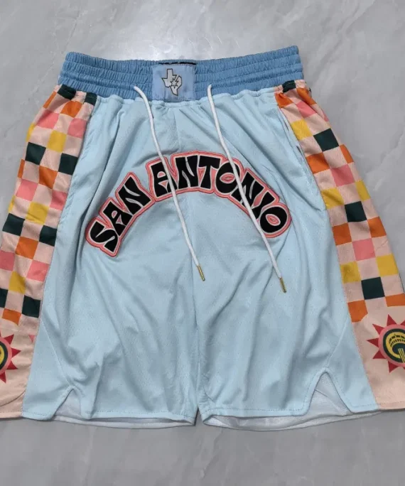 Pantalón Corto De Bolsillo San Antonio Spurs 2025 Azul Claro City Edition