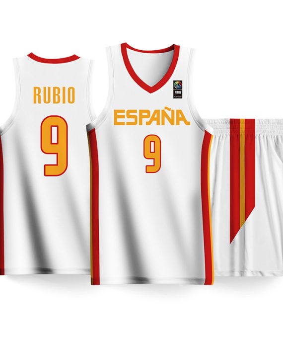 Camiseta España Baloncesto #9 Mundial Blanco