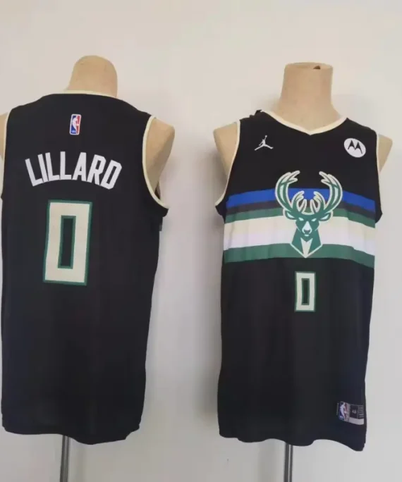 Camiseta Damian Lillard Baloncesto #0 Milwaukee Bucks City Edition Negro
