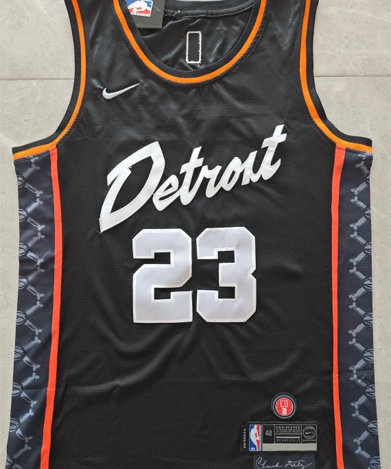 Camiseta Jaden Ivey Baloncesto #23 Detroit Pistons 2024 Negro City Edition