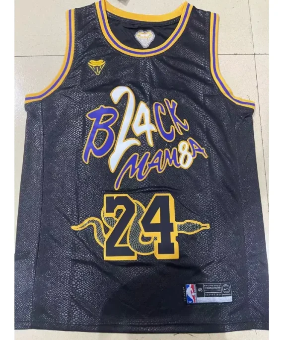 Camiseta Kobe Bryant Baloncesto #24 Los Angeles Lakers 2025 Negro con Estampado De Serpiente