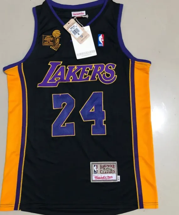 Camiseta Kobe Bryant Baloncesto #24 Los Angeles Lakers Edición Conmemorativa de Campeones Negro