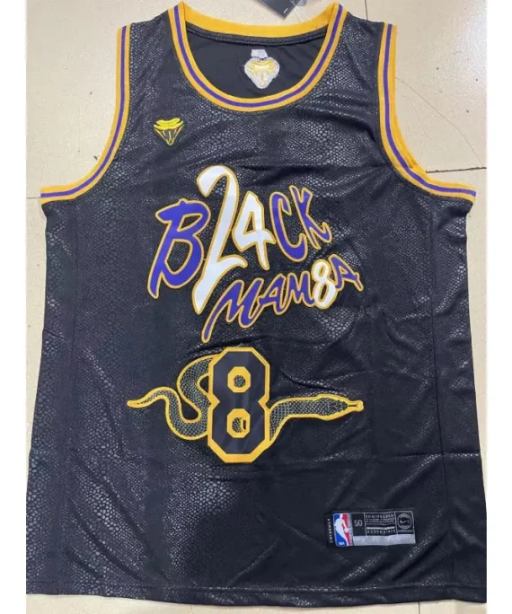 Camiseta Kobe Bryant Baloncesto #8/24 Los Angeles Lakers 2025 Negro con Estampado De Serpiente