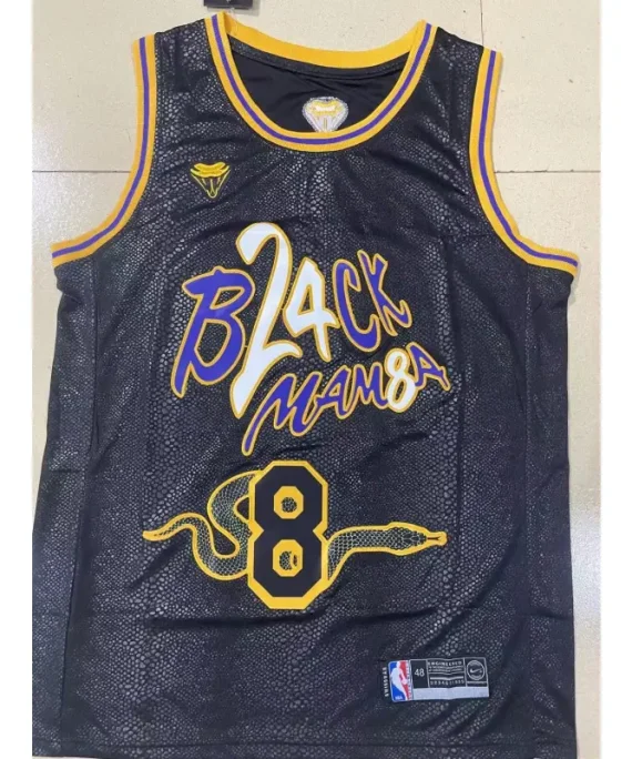 Camiseta Kobe Bryant Baloncesto #8 Los Angeles Lakers 2025 Negro con Estampado De Serpiente