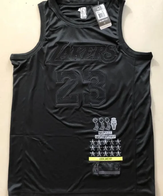 Camiseta LeBron James Baloncesto #23 Los Angeles Lakers Bordado Negro MVP Edition