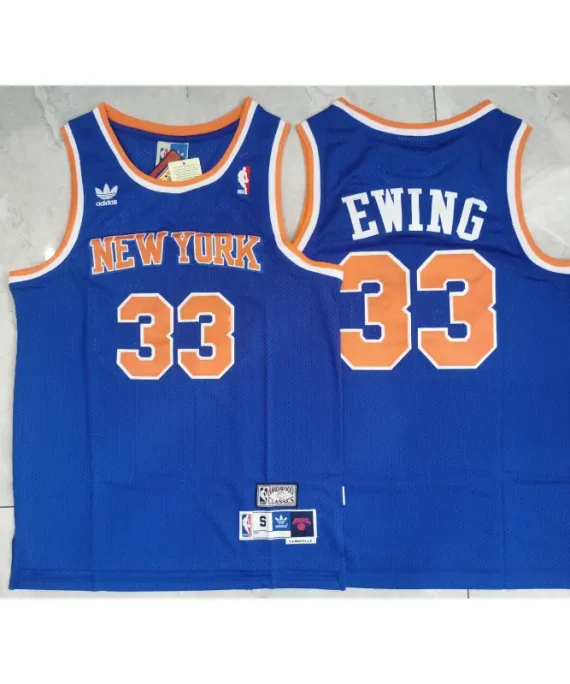 Camiseta Patrick Ewing Baloncesto #33 New York Knicks Trébol Logo Azul
