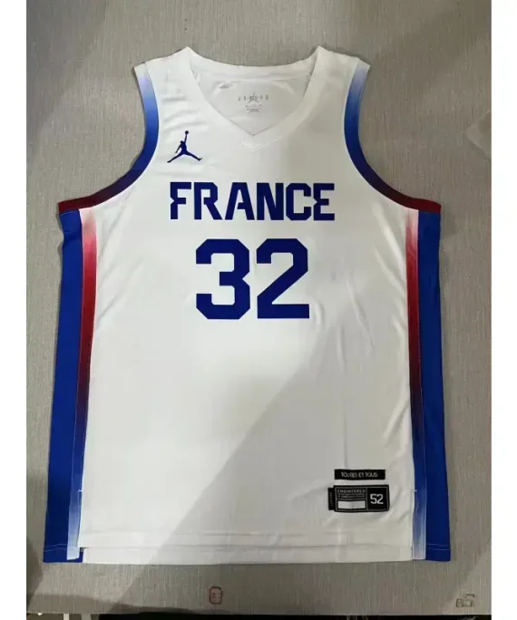 Camiseta Victor Wembanyama Baloncesto #32 France 2024 Edición Olímpica París Blanco