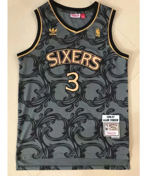 Camiseta Allen Iverson Baloncesto #3 Philadelphia 76ers 1996-97 Gris