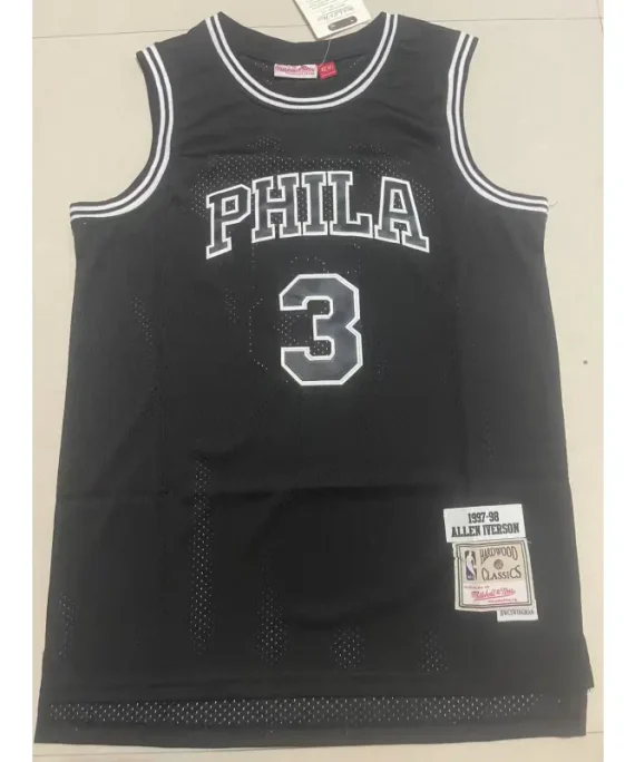 Camiseta Allen Iverson Baloncesto #3 Philadelphia 76ers 1997-98 Negro