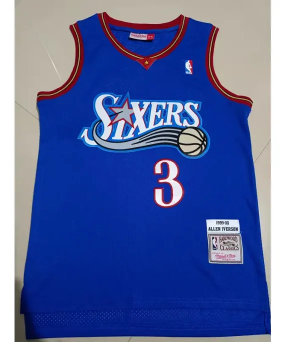 Camiseta Allen Iverson Baloncesto #3 Philadelphia 76ers 1999 Azul Classic Edition