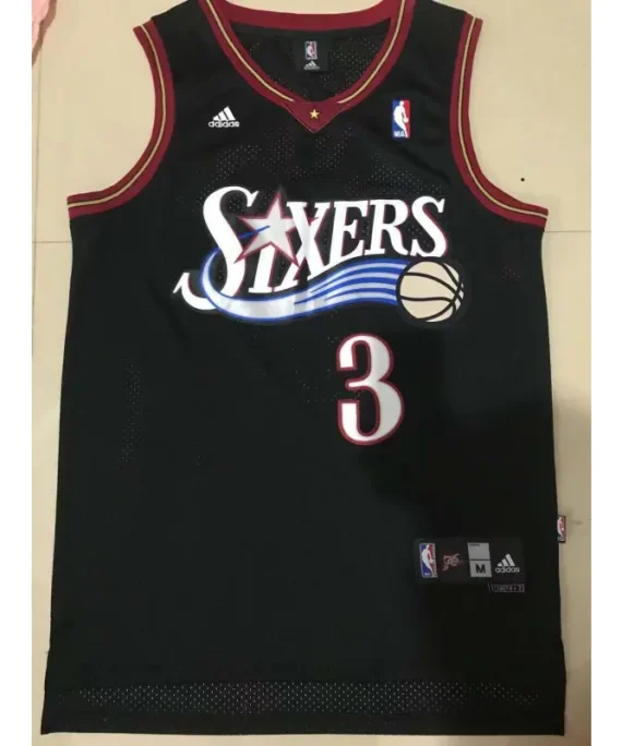Camiseta Allen Iverson Baloncesto #3 Philadelphia 76ers Edición Clásico Negro