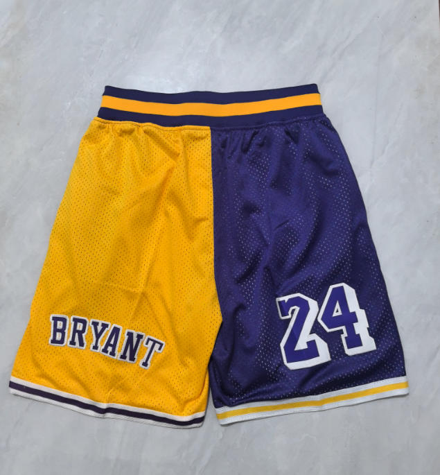 Pantalones cortos Kobe Bryant Baloncesto #8 & #24 Los Angeles Lakers Retro Dos Colores - Imagen 2