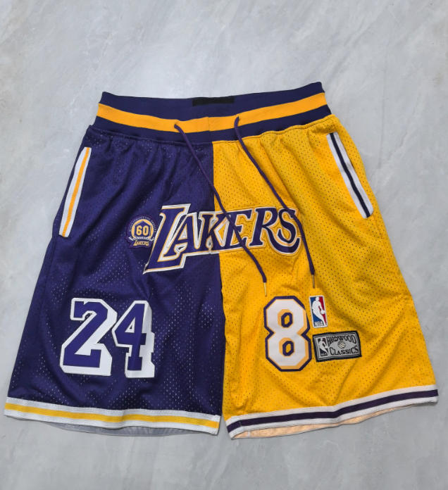Pantalones cortos Kobe Bryant Baloncesto #8 & #24 Los Angeles Lakers Retro Dos Colores